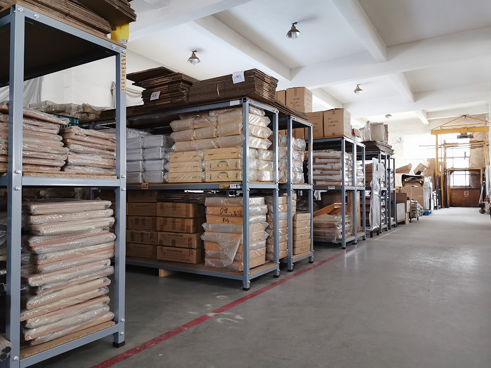 Packed rehabilitation equipment stored for shipment preparation